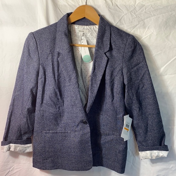 NWT: Kensie Rebekah textured plaid blazer navy size small